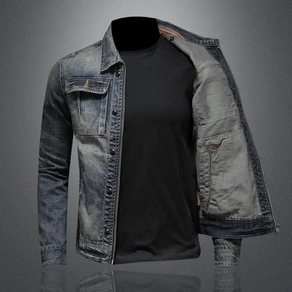 Guido | Chaqueta Vaquera Hombre Vintage Cremallera Doble