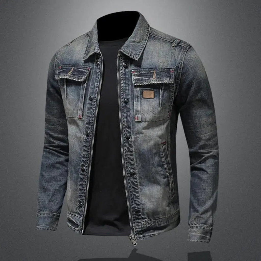 Guido | Chaqueta Vaquera Hombre Vintage Cremallera Doble