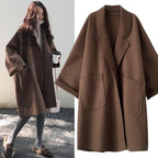 Melania | Abrigo Largo de Mezcla de Lana Oversize Mujer Cuello Solapa