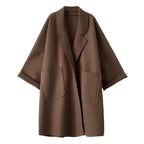 Melania | Abrigo Largo de Mezcla de Lana Oversize Mujer Cuello Solapa