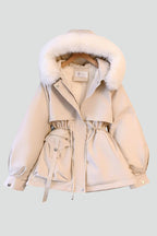 Vega | Parka Acolchada Mujer con Capucha Piel Cordón Ajustable