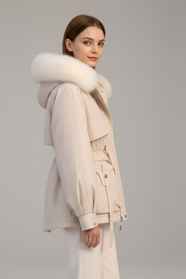 Vega | Parka Acolchada Mujer con Capucha Piel Cordón Ajustable