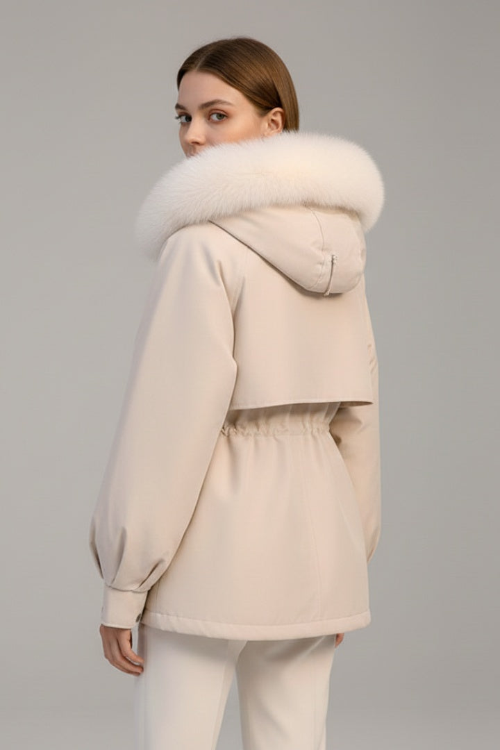 Vega | Parka Acolchada Mujer con Capucha Piel Cordón Ajustable