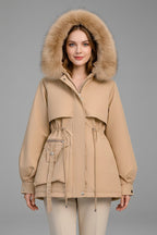 Vega | Parka Acolchada Mujer con Capucha Piel Cordón Ajustable