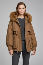 Vega | Parka Acolchada Mujer con Capucha Piel Cordón Ajustable