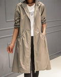 Paloma | Parka Impermeable Mujer Larga con Capucha Cintura Fruncida