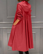 Paloma | Parka Impermeable Mujer Larga con Capucha Cintura Fruncida