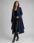 Nydia | Trench Coat de Paño Largo Mujer Cinturón Solapa