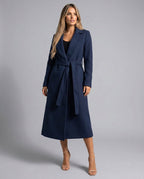 Nydia | Trench Coat de Paño Largo Mujer Cinturón Solapa