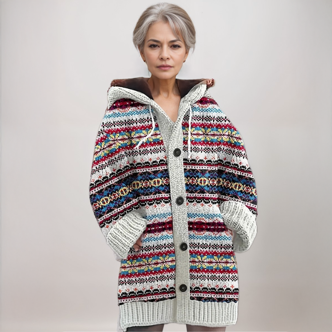 Teresa | Jersey de Rayas Mujer con Capucha Largo Punto