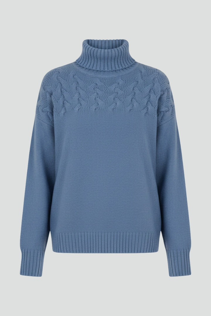 Mireia | Jersey de Punto con Cuello Alto Mujer Trenzas Oversize