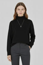 Mireia | Jersey de Punto con Cuello Alto Mujer Trenzas Oversize