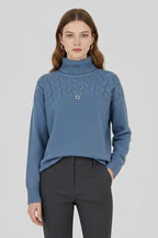 Mireia | Jersey de Punto con Cuello Alto Mujer Trenzas Oversize