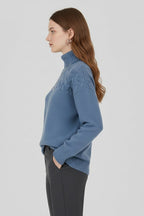 Mireia | Jersey de Punto con Cuello Alto Mujer Trenzas Oversize