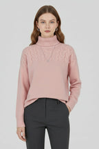 Mireia | Jersey de Punto con Cuello Alto Mujer Trenzas Oversize