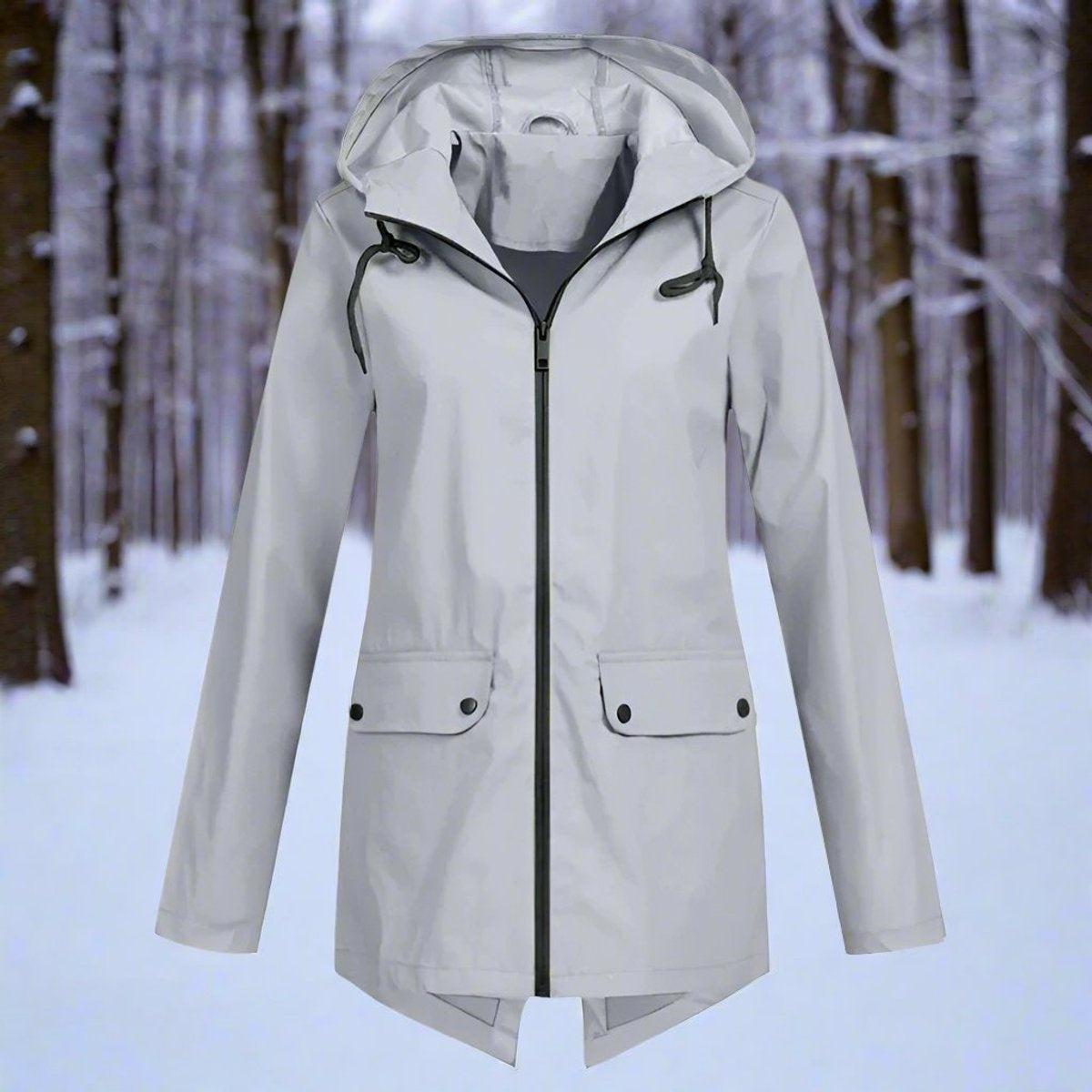 Nahia | Parka Impermeable Mujer con Capucha Chaqueta Impermeable
