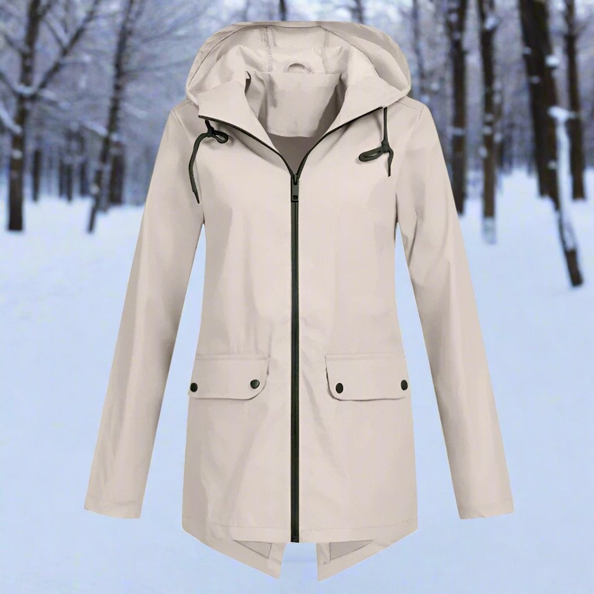 Nahia | Parka Impermeable Mujer con Capucha Chaqueta Impermeable