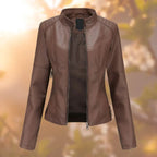 Amaya | Chaqueta Motera Mujer de Polipiel Slim Fit Cuello Mao