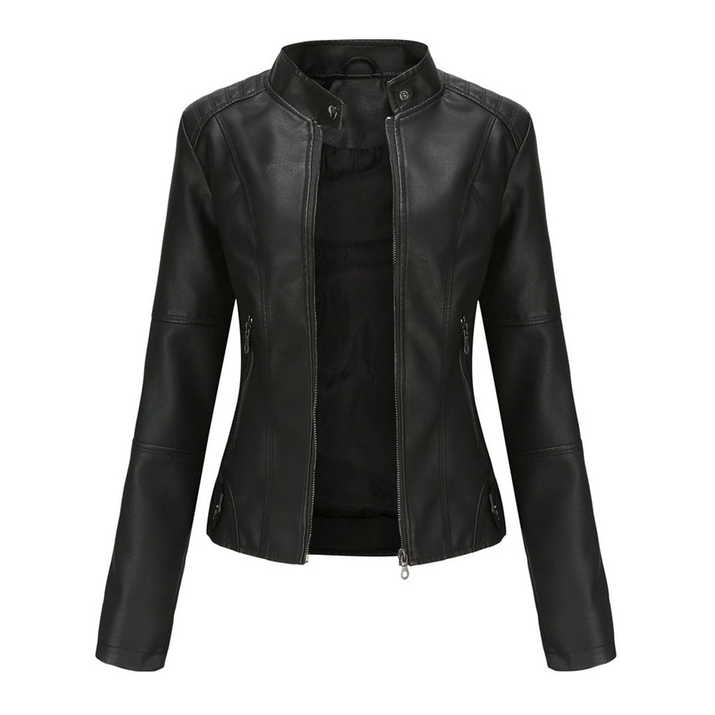 Eva | Chaqueta Motera Mujer Polipiel Cuello Mao Cremallera
