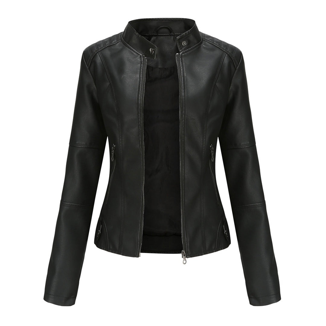Eva | Chaqueta Motera Mujer Polipiel Cuello Mao Cremallera