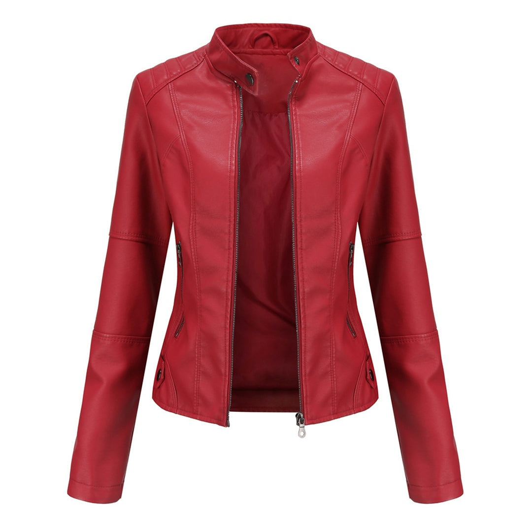 Eva | Chaqueta Motera Mujer Polipiel Cuello Mao Cremallera