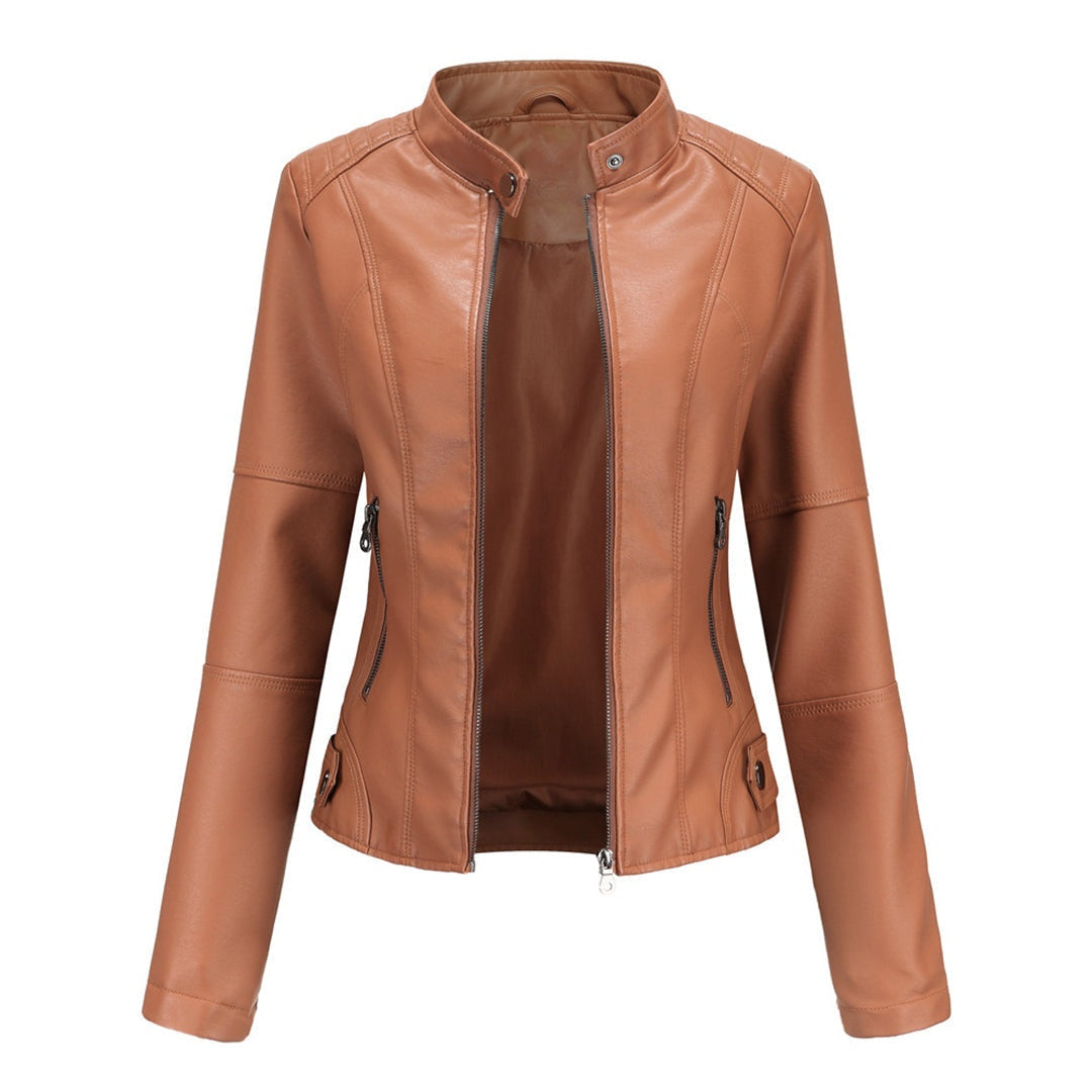Eva | Chaqueta Motera Mujer Polipiel Cuello Mao Cremallera
