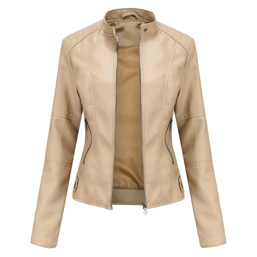 Eva | Chaqueta Motera Mujer Polipiel Cuello Mao Cremallera