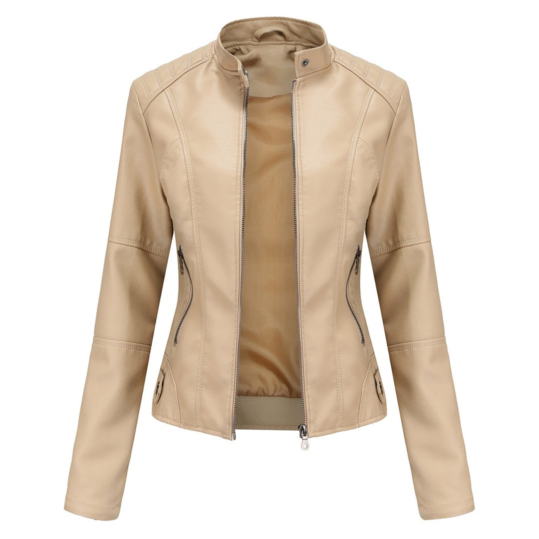 Eva | Chaqueta Motera Mujer Polipiel Cuello Mao Cremallera