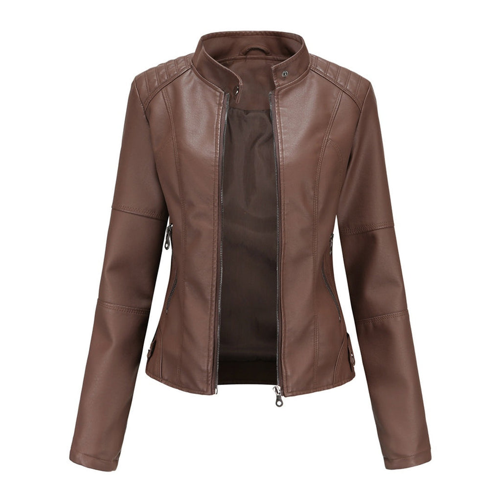 Eva | Chaqueta Motera Mujer Polipiel Cuello Mao Cremallera