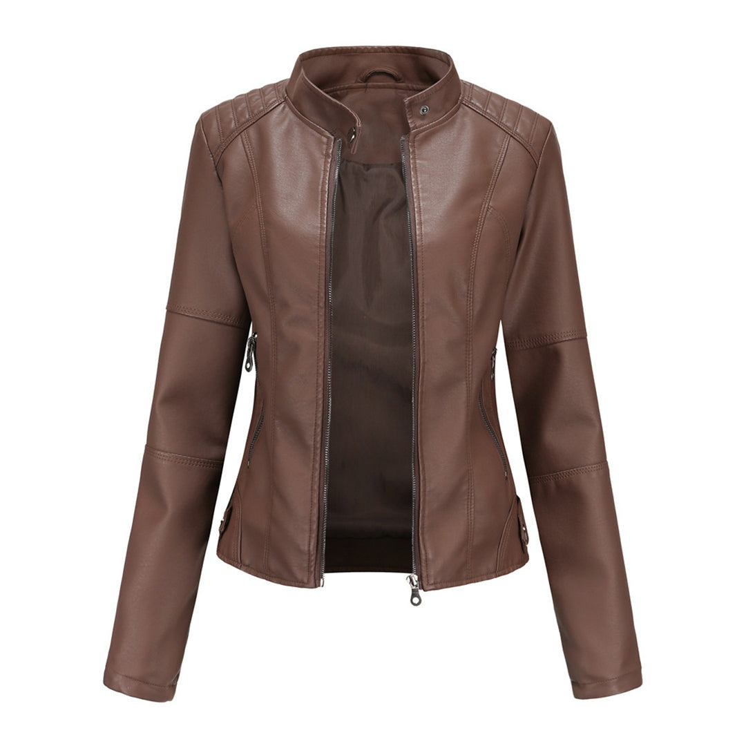 Eva | Chaqueta Motera Mujer Polipiel Cuello Mao Cremallera