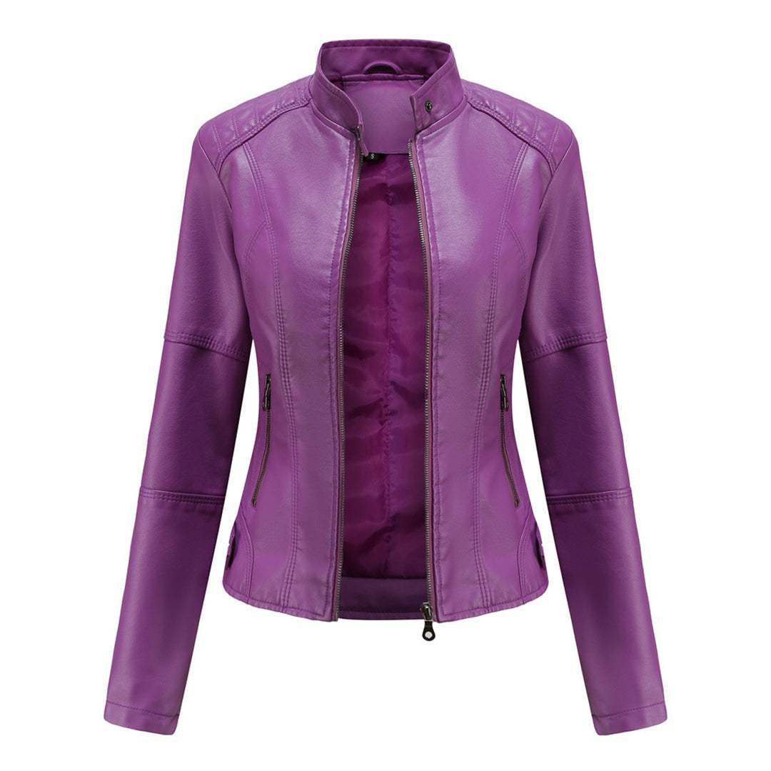 Eva | Chaqueta Motera Mujer Polipiel Cuello Mao Cremallera