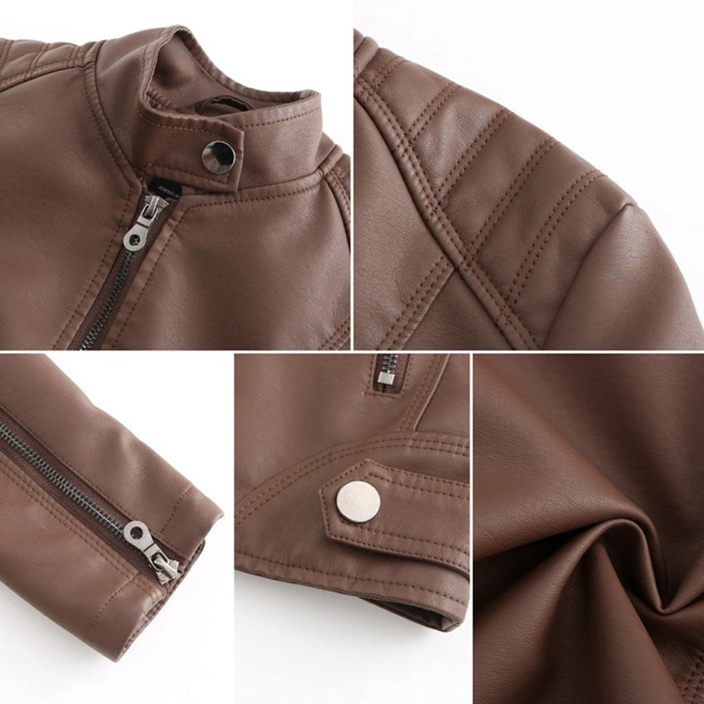 Eva | Chaqueta Motera Mujer Polipiel Cuello Mao Cremallera