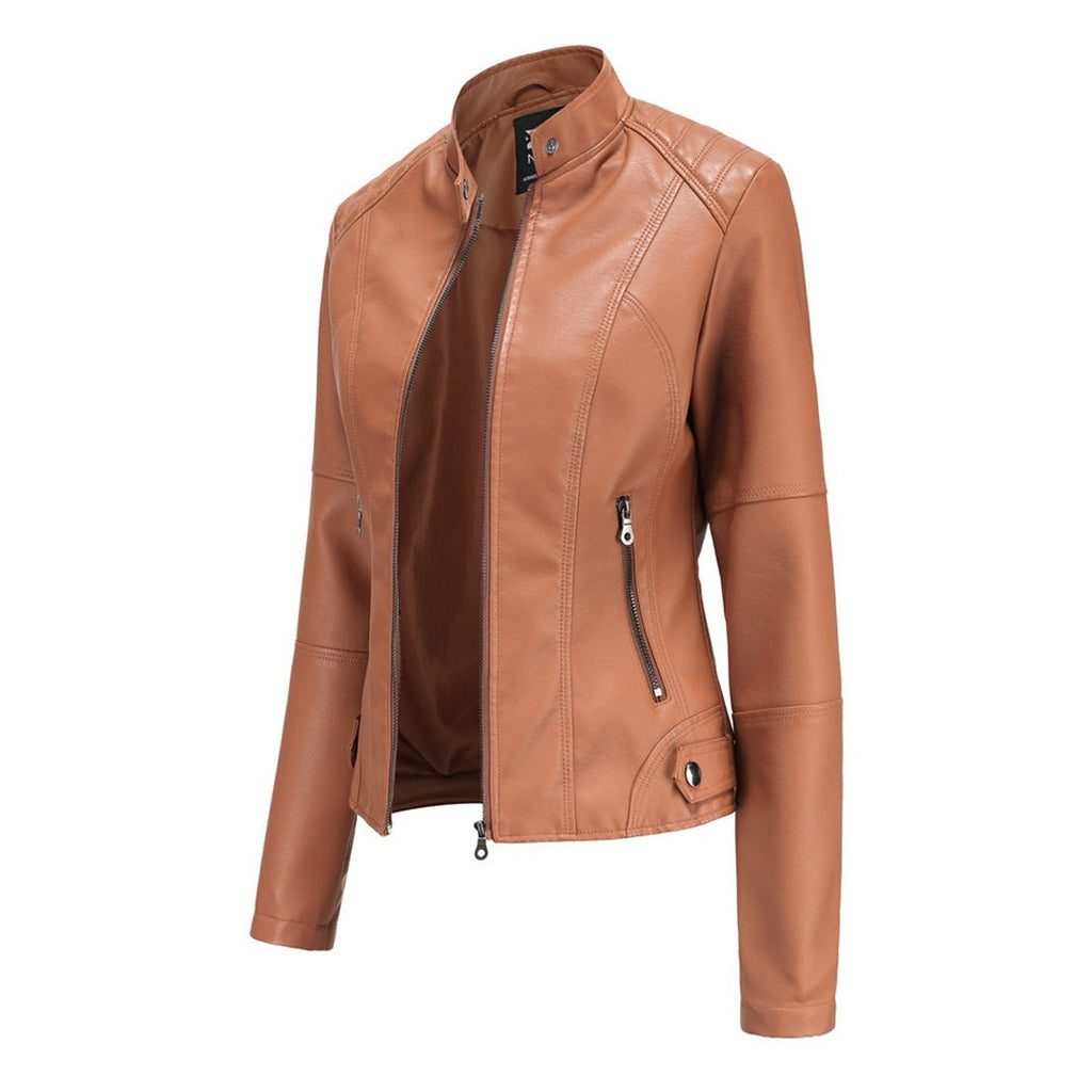 Eva | Chaqueta Motera Mujer Polipiel Cuello Mao Cremallera
