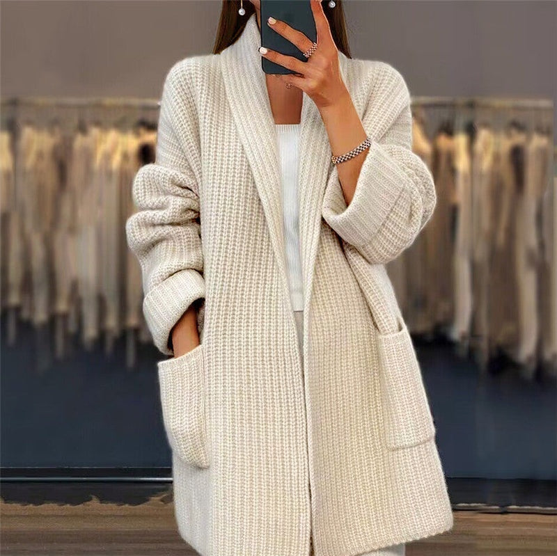 Rosa | Jersey de Punto de Lana Oversize Mujer Bolsillos