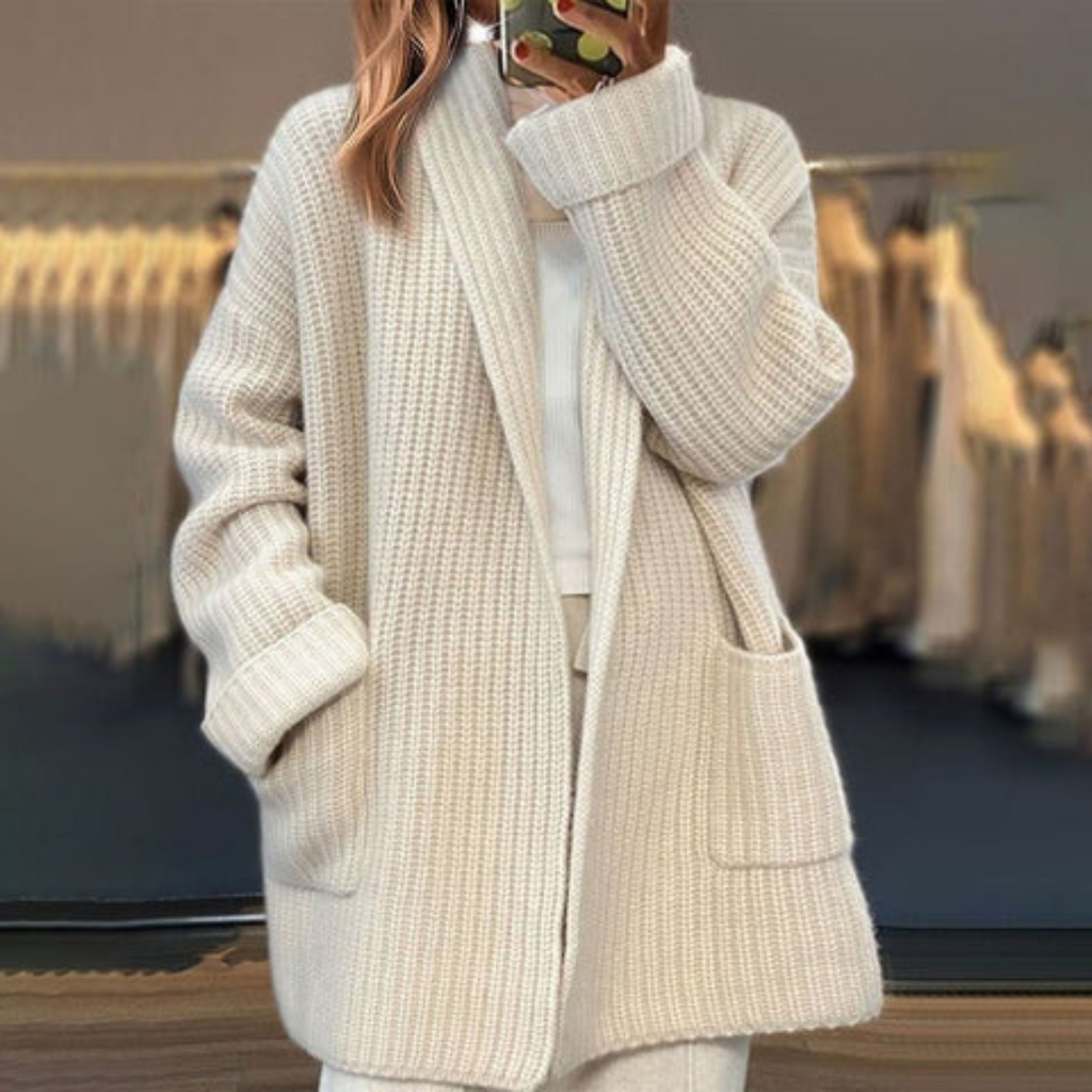 Rosa | Jersey de Punto de Lana Oversize Mujer Bolsillos