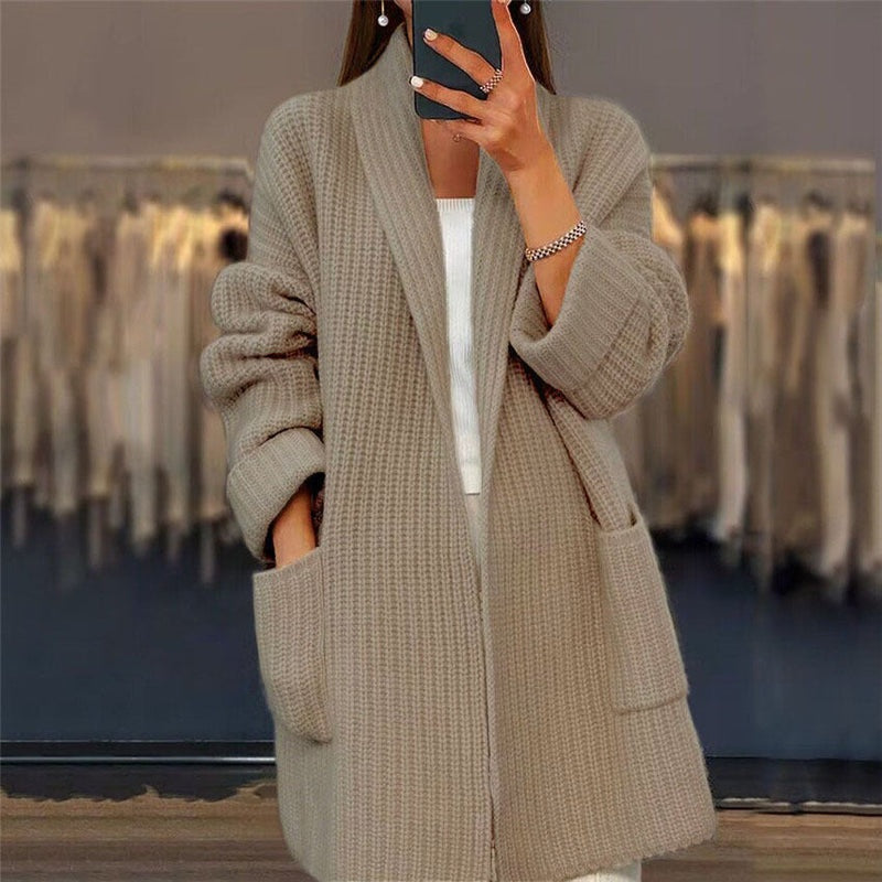 Rosa | Jersey de Punto de Lana Oversize Mujer Bolsillos