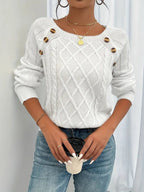 Marina | Jersey Fino de Punto Mujer Cuello Redondo Botones