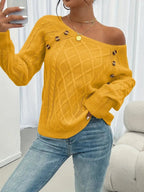 Marina | Jersey Fino de Punto Mujer Cuello Redondo Botones