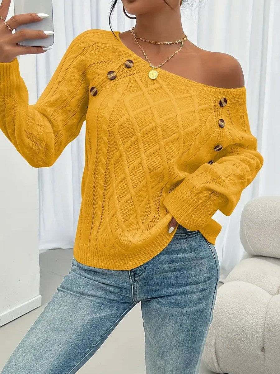 Marina | Jersey Fino de Punto Mujer Cuello Redondo Botones