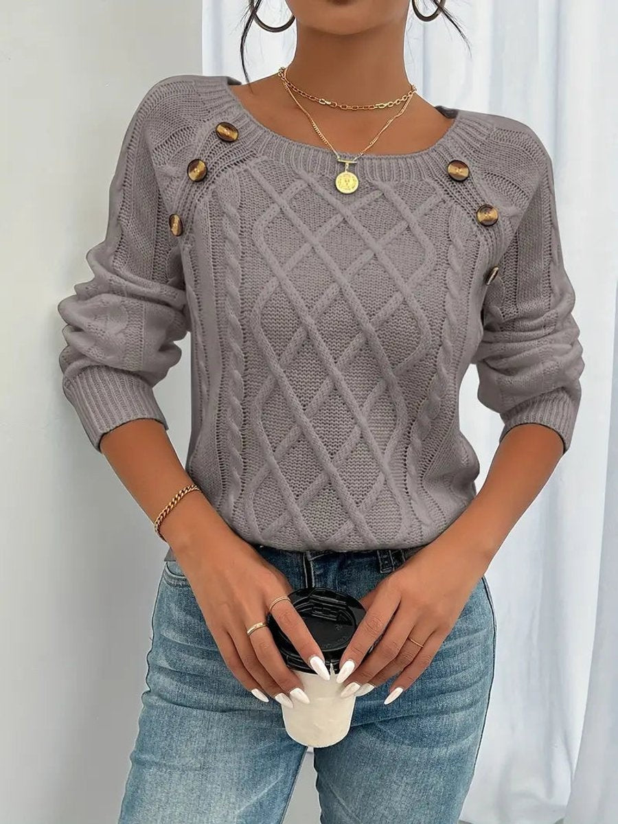 Marina | Jersey Fino de Punto Mujer Cuello Redondo Botones