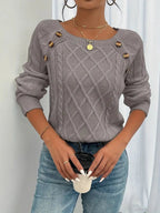 Marina | Jersey Fino de Punto Mujer Cuello Redondo Botones