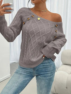 Marina | Jersey Fino de Punto Mujer Cuello Redondo Botones