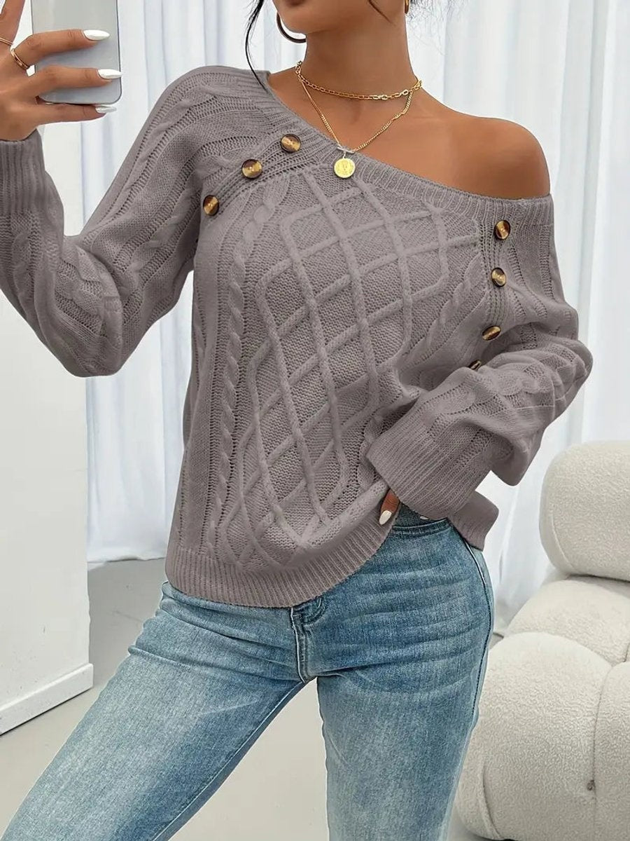 Marina | Jersey Fino de Punto Mujer Cuello Redondo Botones