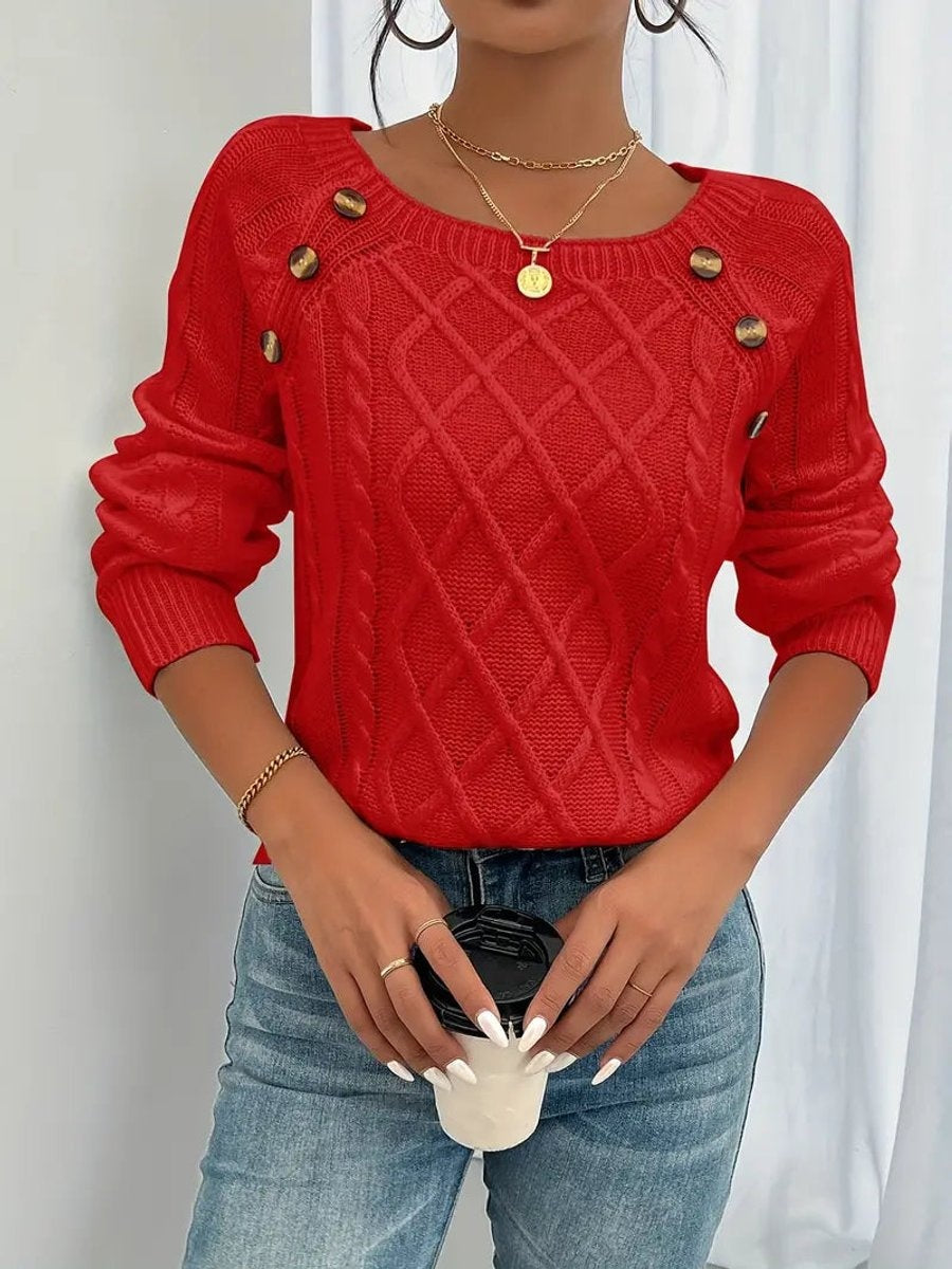 Marina | Jersey Fino de Punto Mujer Cuello Redondo Botones