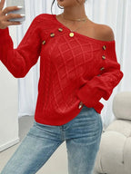 Marina | Jersey Fino de Punto Mujer Cuello Redondo Botones