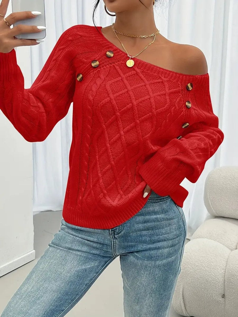 Marina | Jersey Fino de Punto Mujer Cuello Redondo Botones