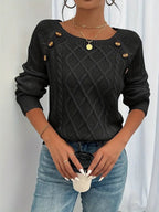 Marina | Jersey Fino de Punto Mujer Cuello Redondo Botones
