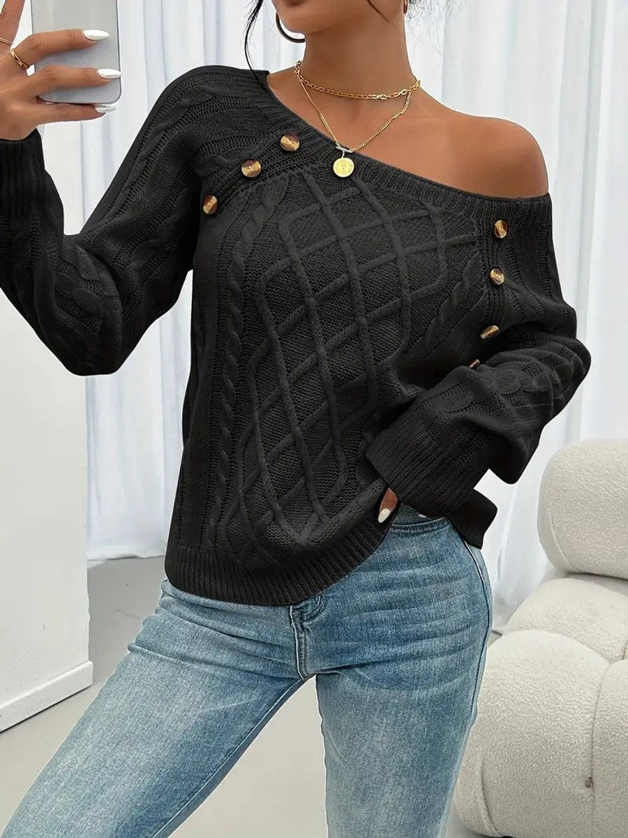 Marina | Jersey Fino de Punto Mujer Cuello Redondo Botones