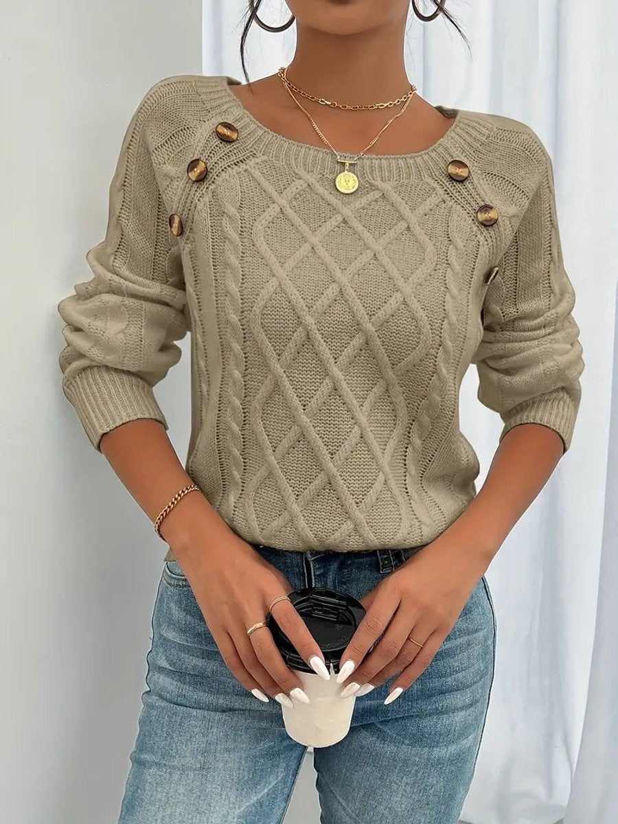Marina | Jersey Fino de Punto Mujer Cuello Redondo Botones