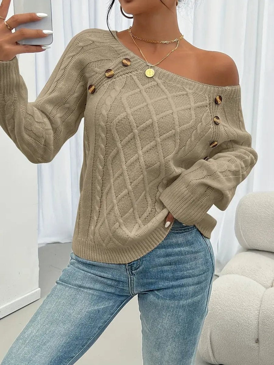 Marina | Jersey Fino de Punto Mujer Cuello Redondo Botones